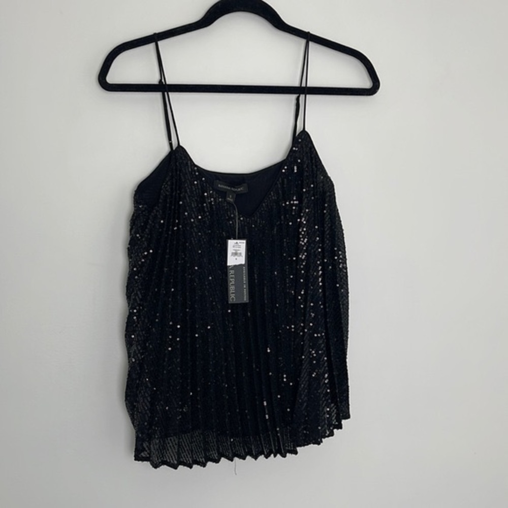 New banana republic black sequin top size small